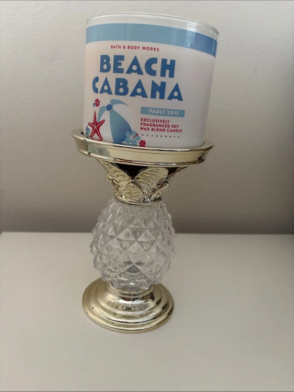 Rare! Bath & Body Works Glass Pineapple Candle Holder -  Decorative Home Accent